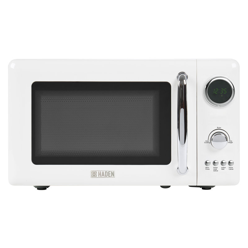 Ivory Stainless Steel Compact Countertop Microwave Oven