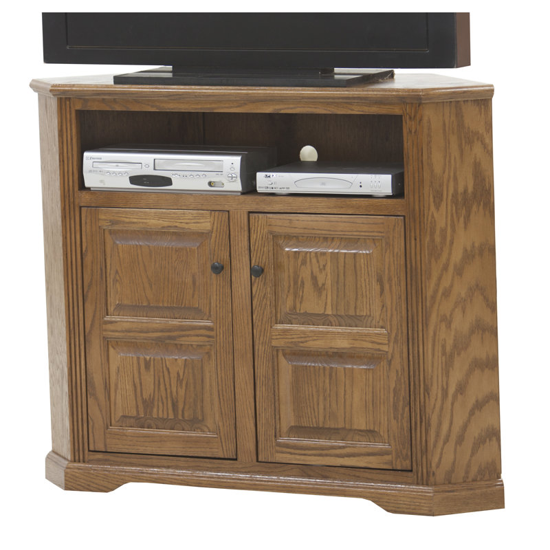 Rafeef Unfinished Corner TV Stand for TVs up to 55", Concord Cherry, Raised Panel