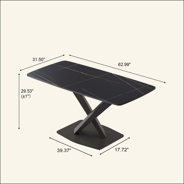 Brayden Studio Modern Artificial Stone Curved Metal Leg Dining Table -6 ...