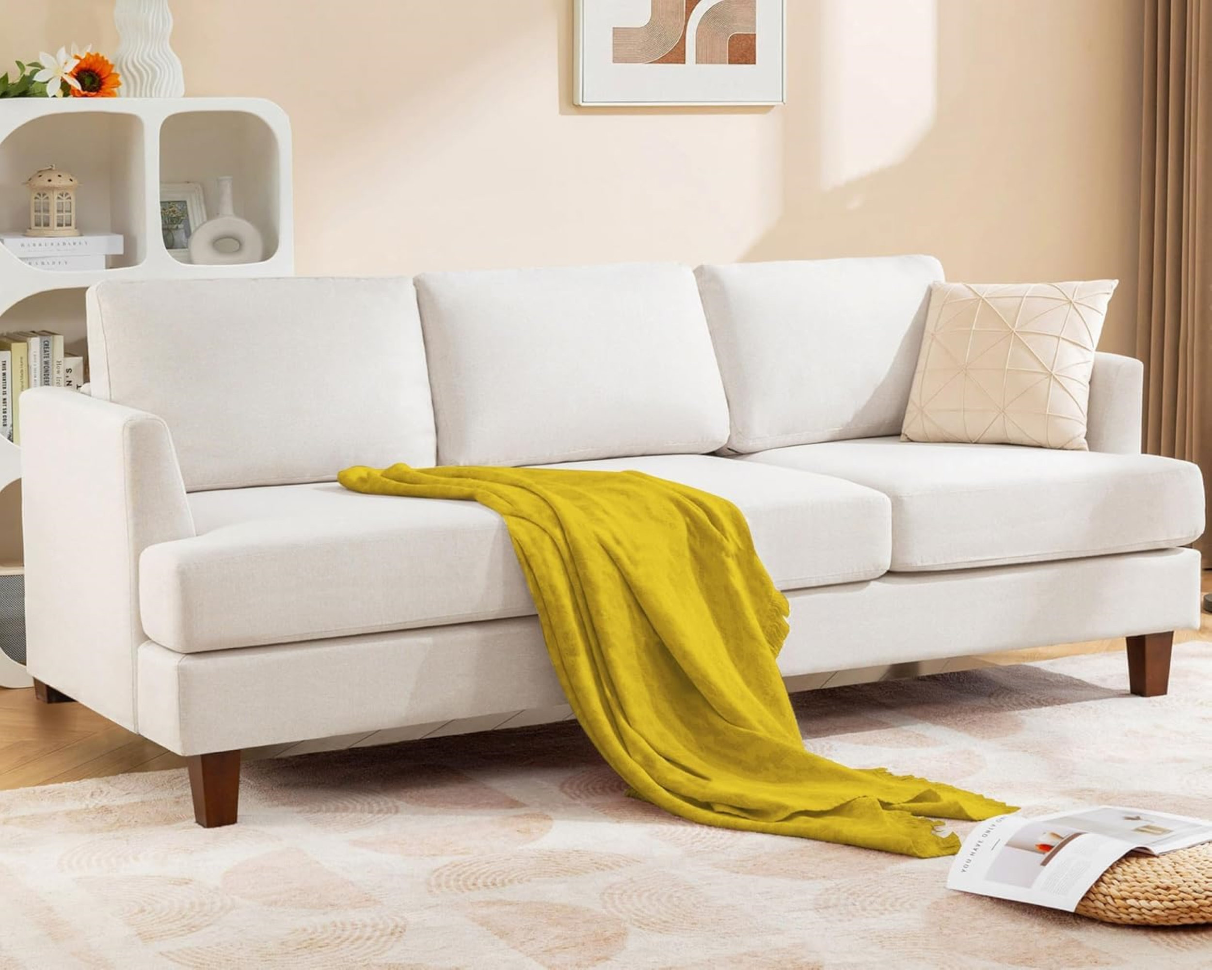 Latitude Run® 3-Seater Mid Century Modern Sofa Couch With Deep Seats ...