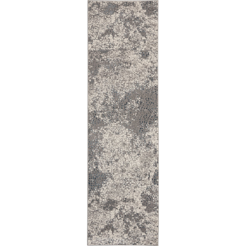 Abstract Area Rug in Gray, Runner 2'2" x 7'6"
