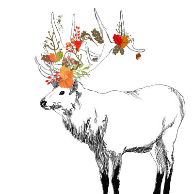 " Leaf Elk " Painting Print