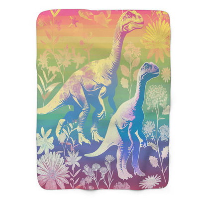 Multicolore Dinosaurs - 1 pièce Sherpa Premium