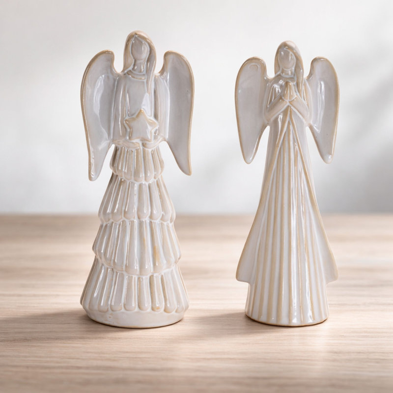 White Glazed Angel Figurines