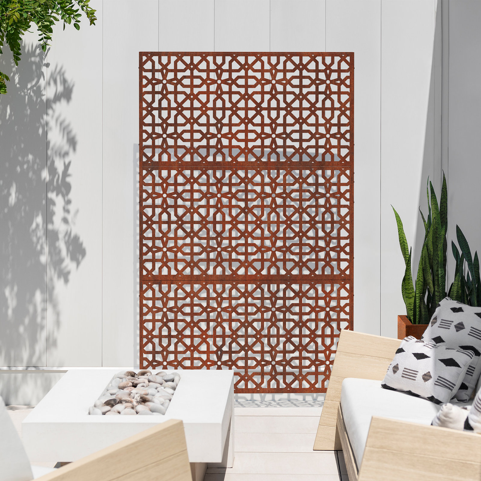 Screen Series Metal Privacy Screen, Brown