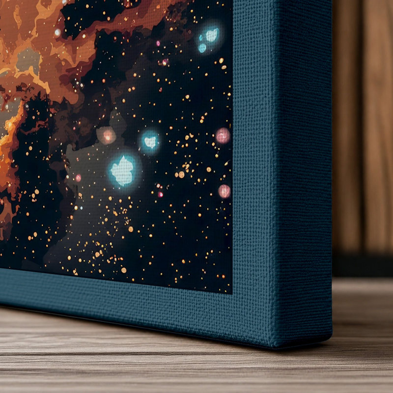 Cosmic Nebula Modern - Wrapped Canvas, 24x16 - 61.0 x 40.6 cm, Teal Border