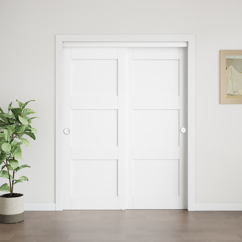 Portes en bois manufacturé de 80 po avec trousse de quincaillerie d'installation et poignées préinstallées (nécessite un assemblage)
