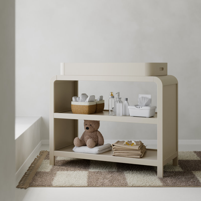 Table à langer avec plateau amovible Santos, Avoine givrée