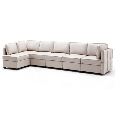 Canapé modulaire rembourré avec repose-pieds 6 pièces Bentdahl