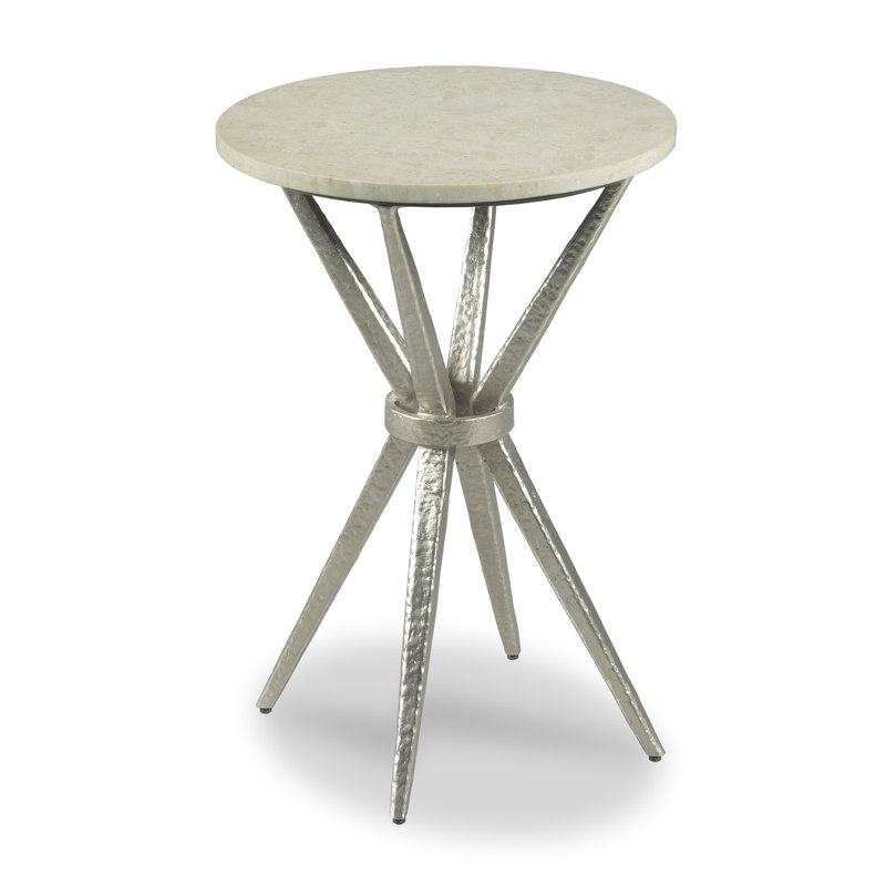 Carmen Stone End Table, Hollywood Silver