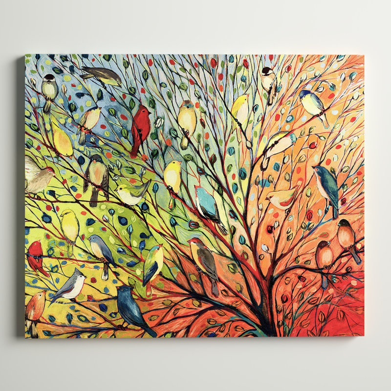 " Twenty Seven Birds ", 24" H x 30" W x 1.25" D, Canvas