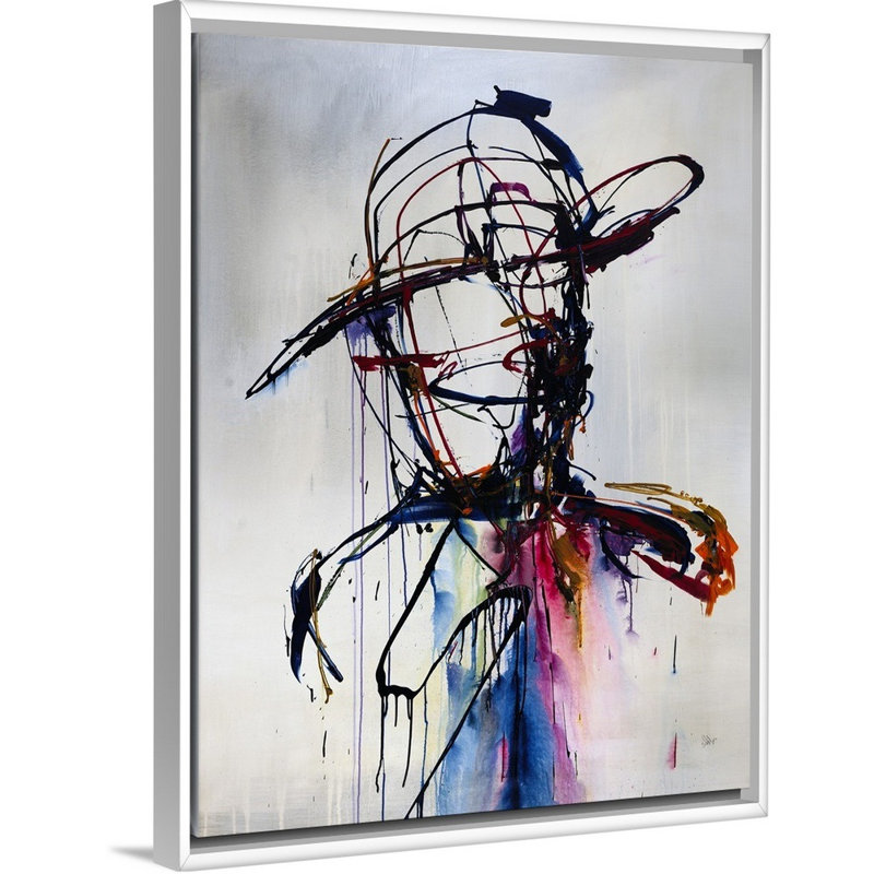 « on the hunt », peinture sur toile, Cadre flottant blanc, H 41,7 po x l 31,7 po x p 1,75 po