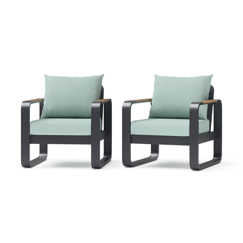 Ensemble de 2 fauteuils club Andes - bleu spa, Bleu spa
