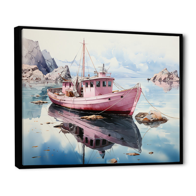 " Pink Teal Iceberg Arctic Mirage ", H 16 po x l 32 po x P 1 po, Cadre flottant noir