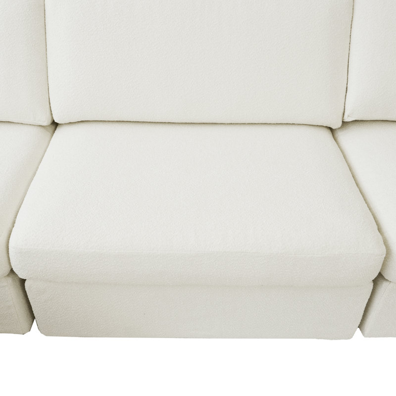 Canapé modulaire rembourré 4 pièces rembourré Boucle, White