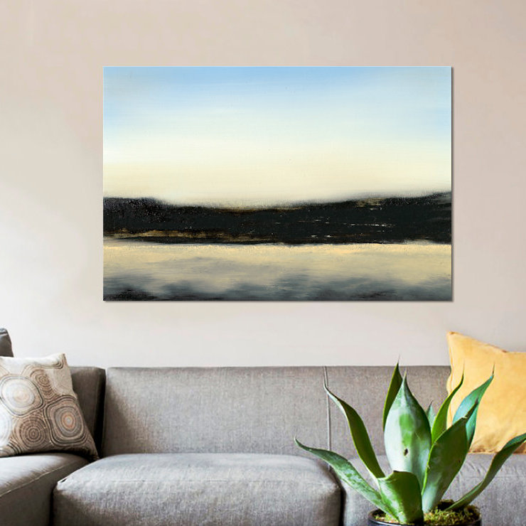 « ocean marée vi », reproduction sur toile, H 18 po x l 26 po x P 1,5 po, Toile avec cadre noir, Pas de tapis