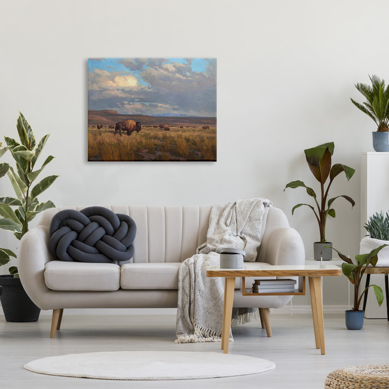 Buffalo, paysage nuageux sur toile, H 30 po x l 40 po x P 1,5 po