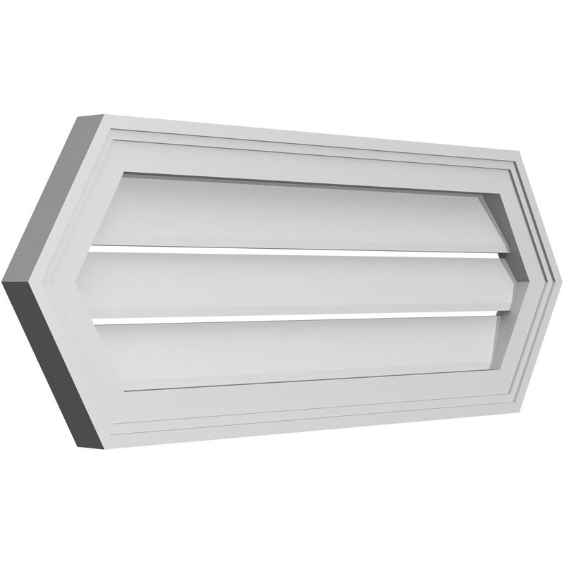 Évent horizontal fonctionnel à pignon en uréthane à surface horizontale Signature, H 12 po x l 32 po x P 1,5 po
