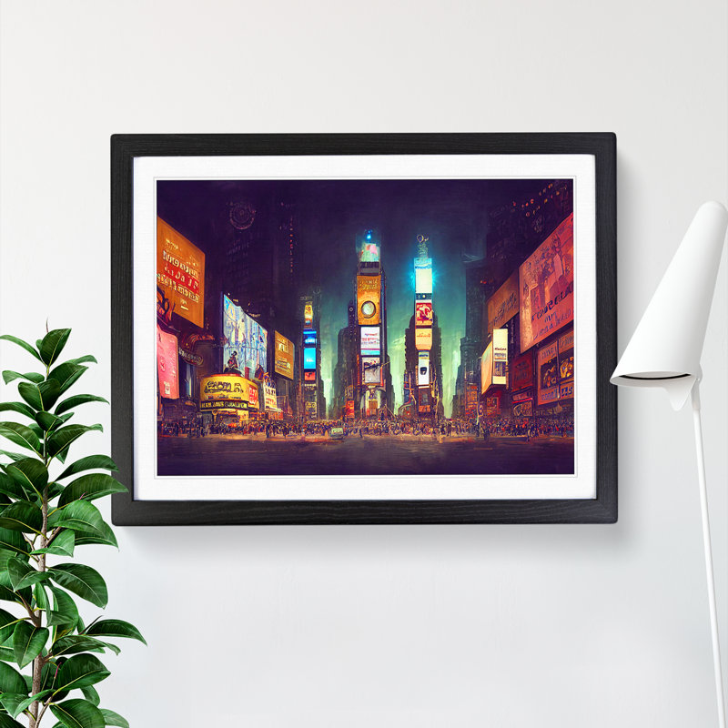 XH1022-6204X Modern Times Square Art Vol.3 1 Piece Single Picture Frame Wall Art, 46cm H x 64cm W x 2cm D, Black Framed