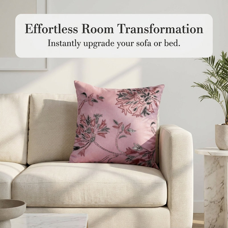 Floral Velvet Pillow Cover