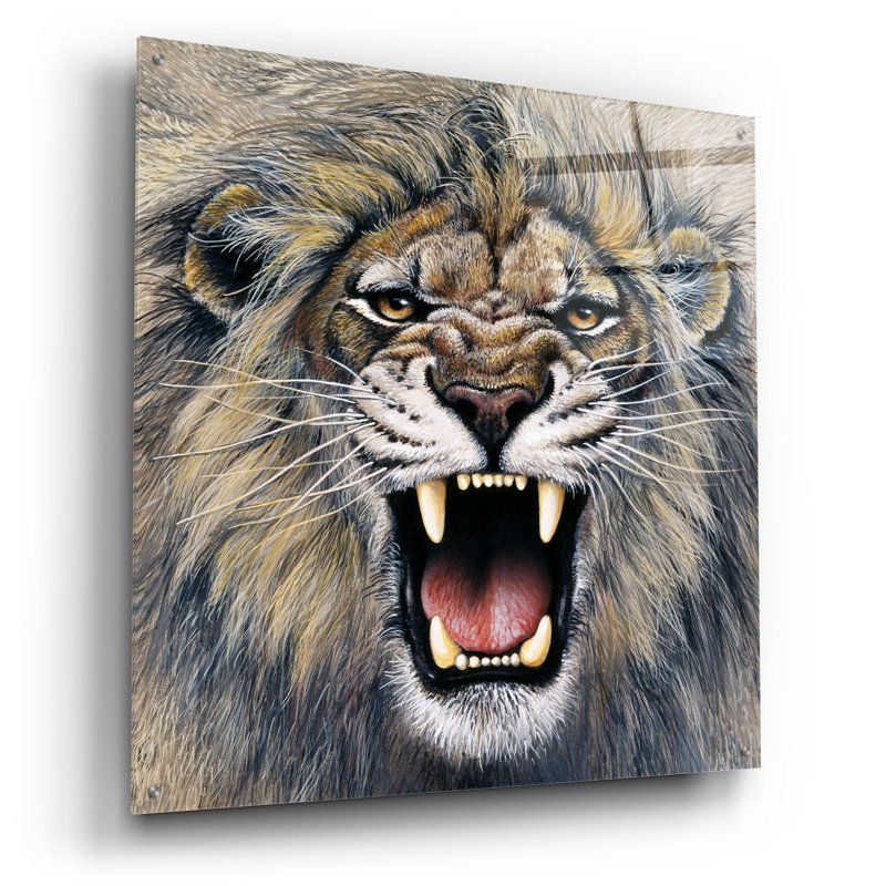 Bungalow rose «Lion» par Harro Maass, art mural en verre acrylique, H 36 po x l 36 po x P 0,2 po