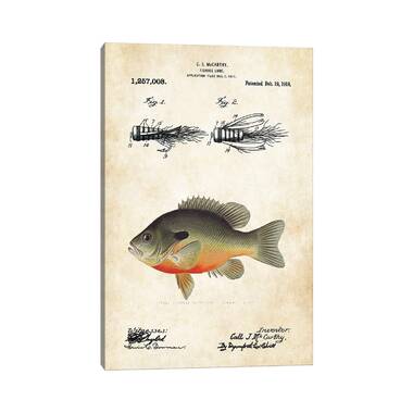 Bless international Carp Fishing Lure On Canvas by Patent77 Print