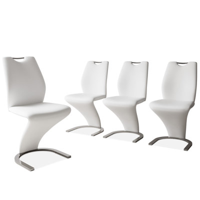 Upholstered Kitchen Dining Chair, Cantilever Side Chairs (Beige)