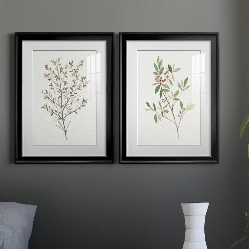 Reproduction encadrée de qualité supérieure simple Sprig III - prête à être accrochée, Cadre noir