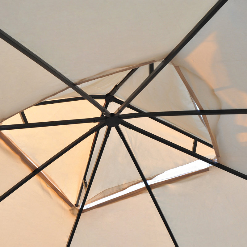 Steel Outdoor Garden Gazebo with Mesh Curtains, 10 x 10 ft