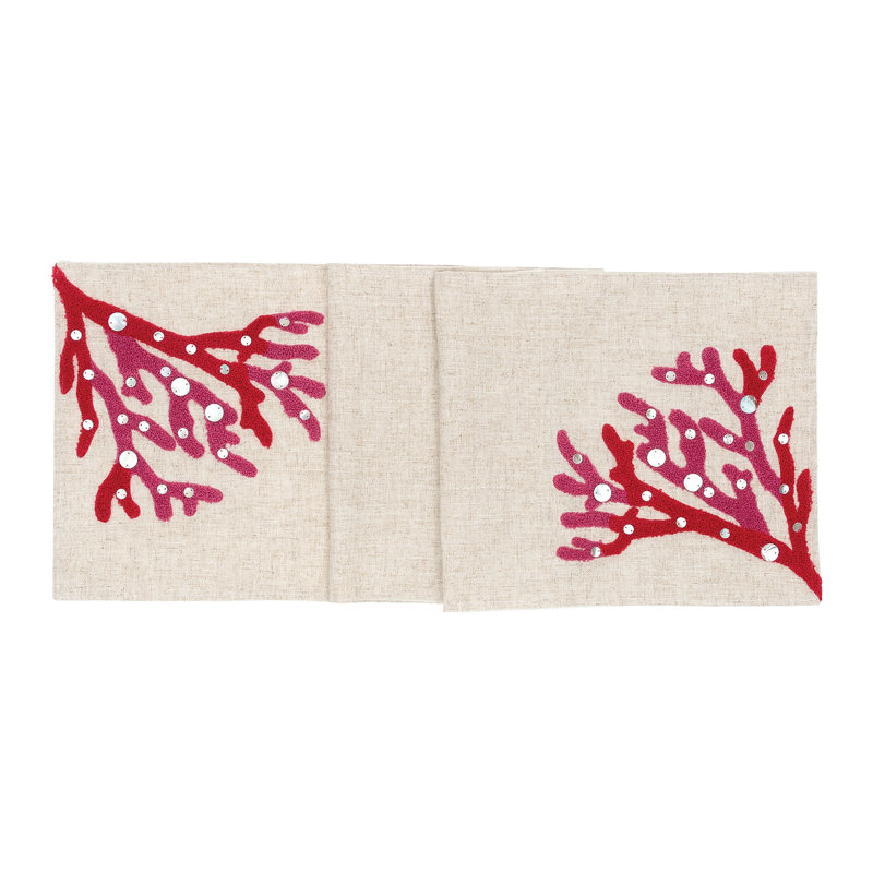 Hales Reef Cotton Table Runner, Coral