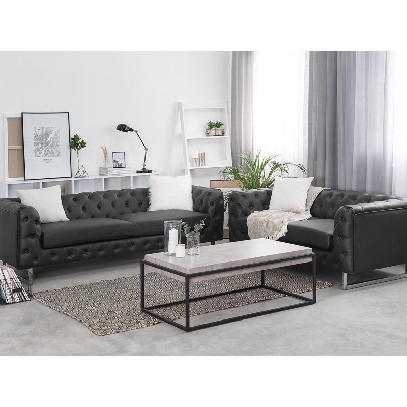Mellal 2 - Piece Faux Leather Living Room Set, Black