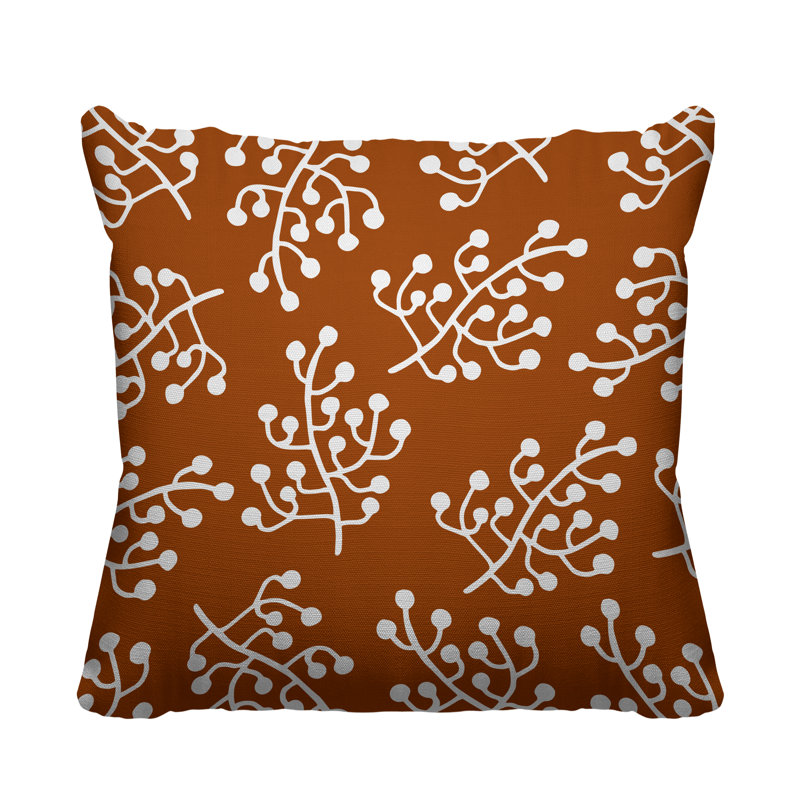 Coussin intérieur / extérieur Charis Wild Flower, 15 po x 15 po, Orange brûlé, Carré