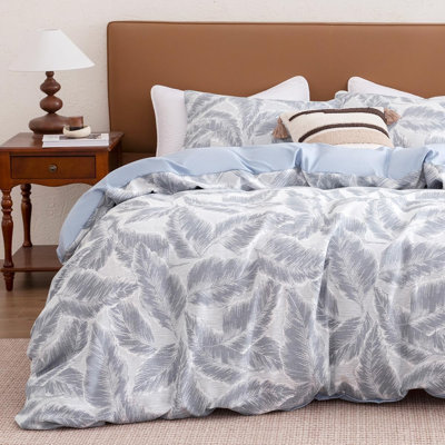 Sleep Zone Jacquard Geometric Duvet Cover Set Blue King