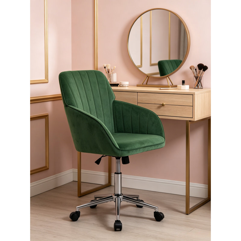Adjustable Ergonomic Swivel Office Chair, Comfortable Desk Chair With Lumbar Support For Home & Bedroom, Green