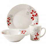 Gibson Scarlet Leaves 12 Piece Dinnerware Set