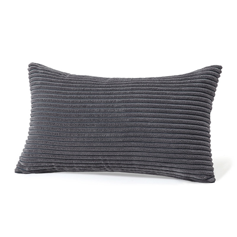 Striped Cotton Blend Throw Pillow, Dark Gray
