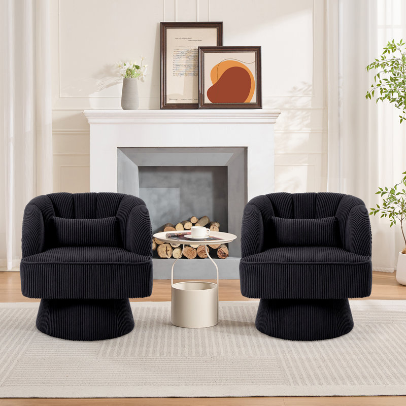 Fauteuil d'appoint Modern, Velours côtelé noir