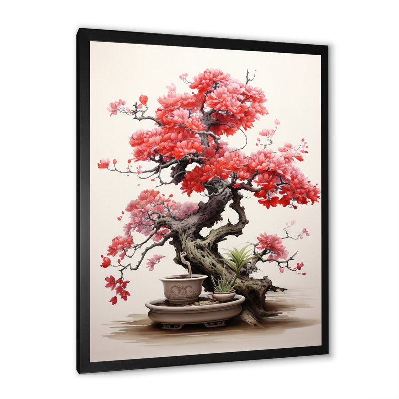 «Japon Art Meditation Coral Bonsai», reproduction sur toile, H 20 po x l 12 po x P 1 po, Cadre photo noir