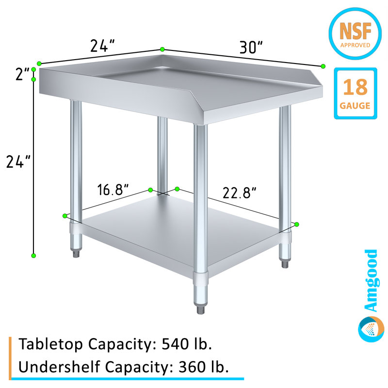 24" Stainless Steel Equipment Stand with Galvanized Undershelf