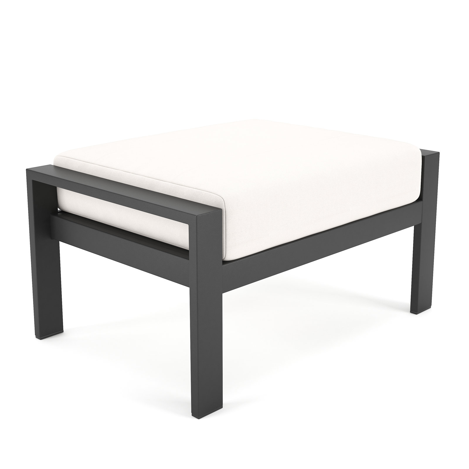 Townsend Metal Outdoor Ottoman with Sunbrella Cushion, Sunbrella Canvas Natural, No, None