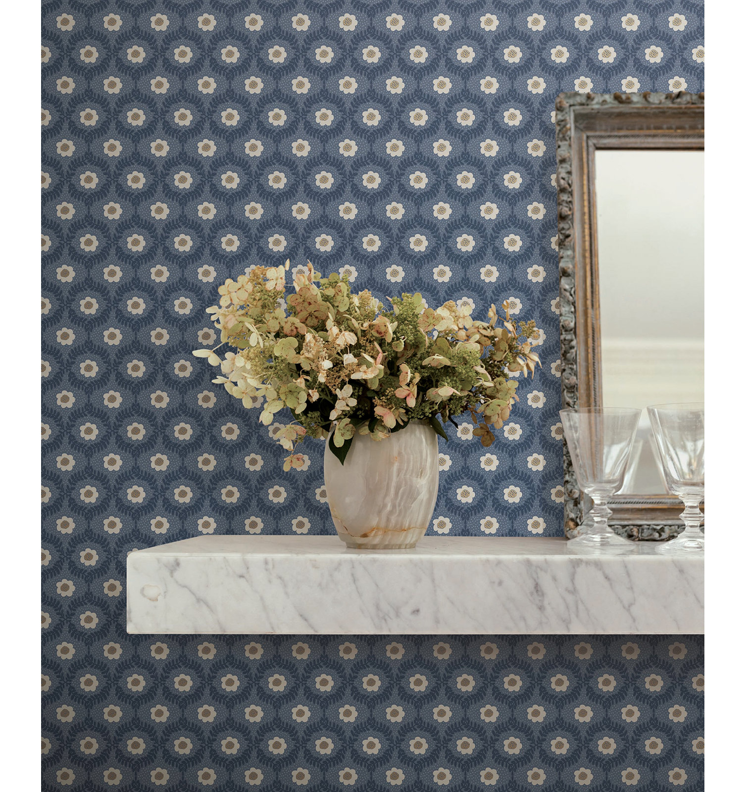 Emma Wallpaper Double Roll, Navy