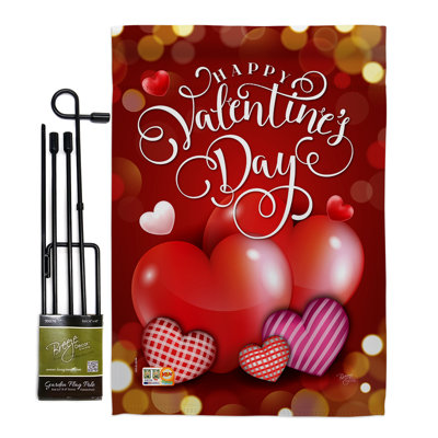Double Sided 18.5'' H x 13'' W Polyester Valentine's Day Flag Set