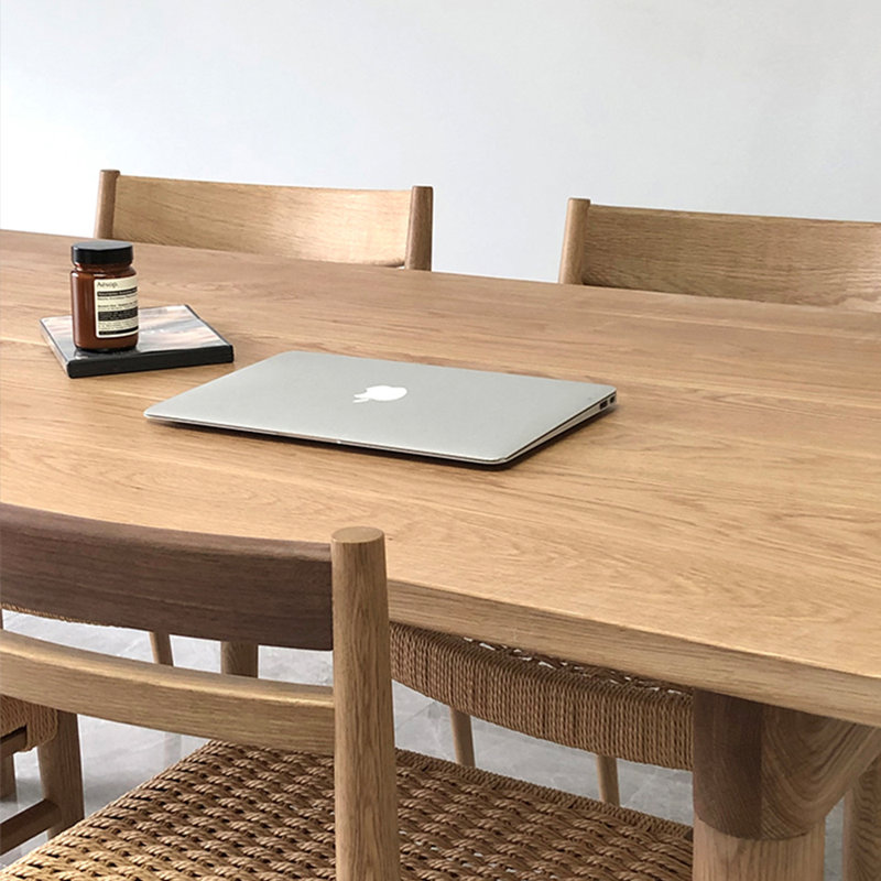 Solid wood simple rectangular dining table, 29.52"H x 90.55"L x 35.43"W, Light Brown