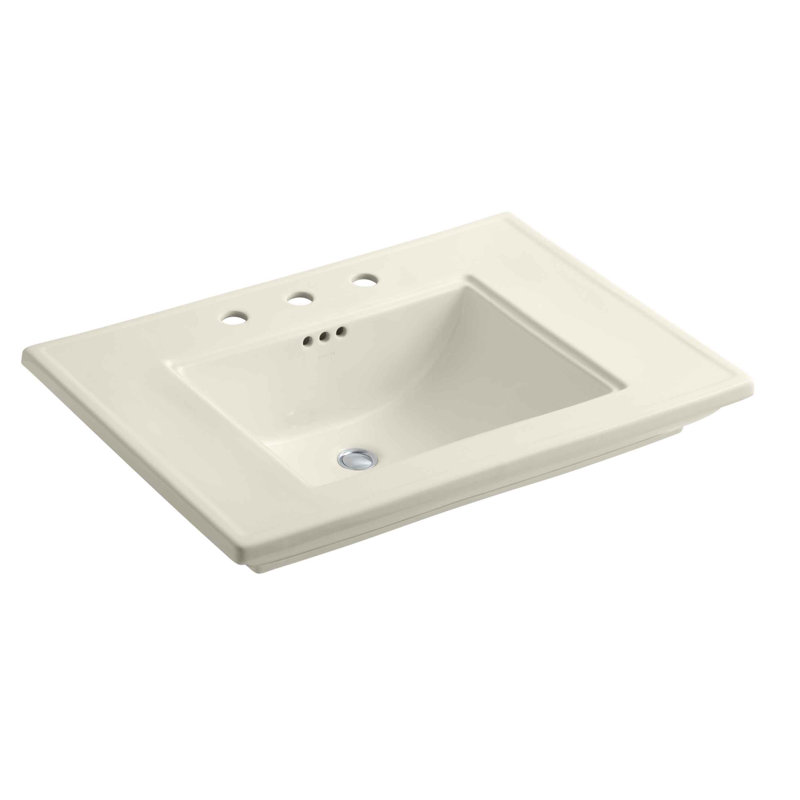 Memoirs Stately Pedestal/Console Table Bathroom Sink Basin with Single Faucet-hole Drilling, Almond, 8" Centers