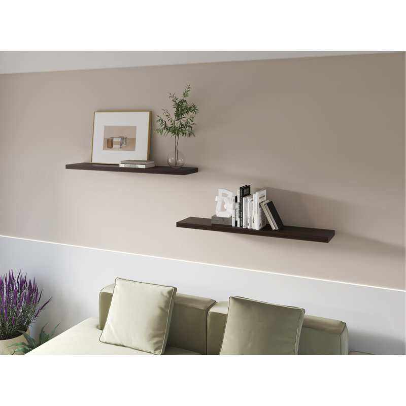 Greer Floating Shelf in Melamine x2, Dark Oak, Dark Oak