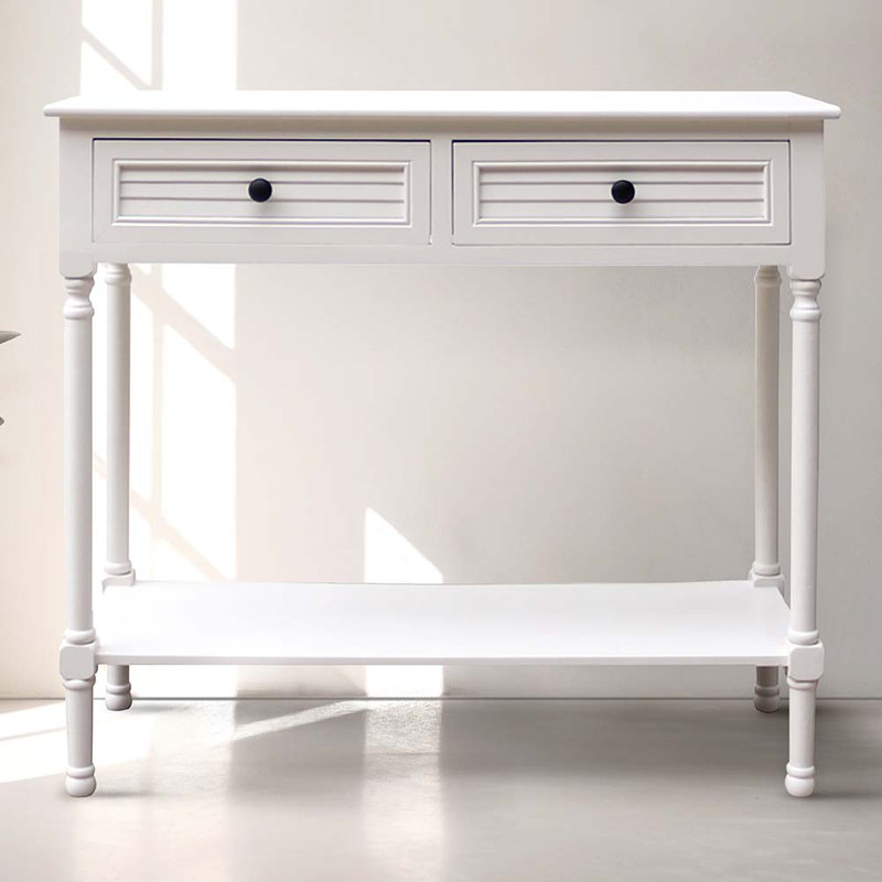 Wooden Console Table for Hallway & Living Room Furniture, 2 Drawers Slim Entry Hall Table Cabinet