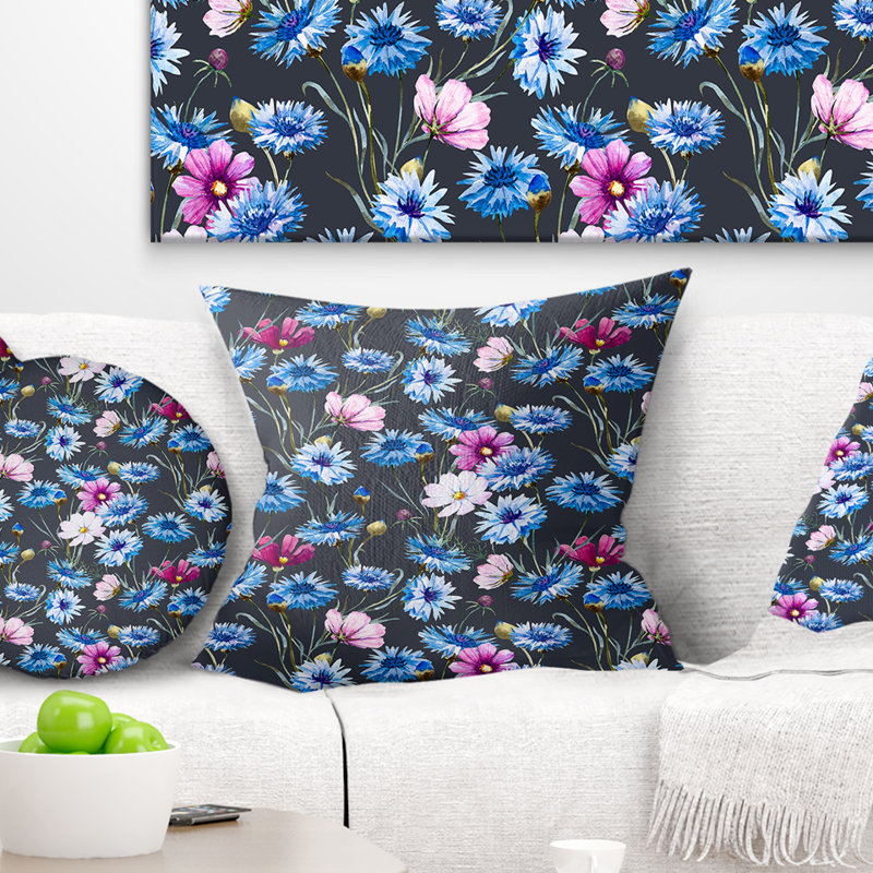 Coussin lombaire floral à maïs, Carrée 18 po x 18 po