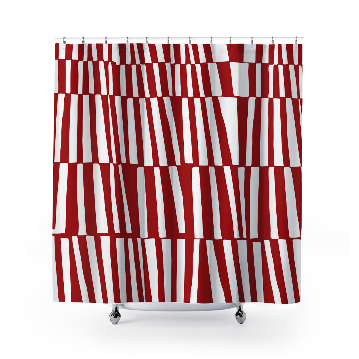 Thora Abstract Mid-Century Shower Curtain, Red