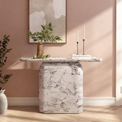 Capri Console Modern Hallway and Sofa Accent Table No Assembly Required Entryway with Ribbed Base
