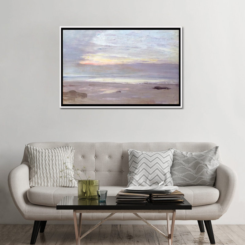 «Crepuscule In Opal Trouville», reproduction d'art sur toile encadrée, 32 po x 48 po, Toile avec cadre, Blanc